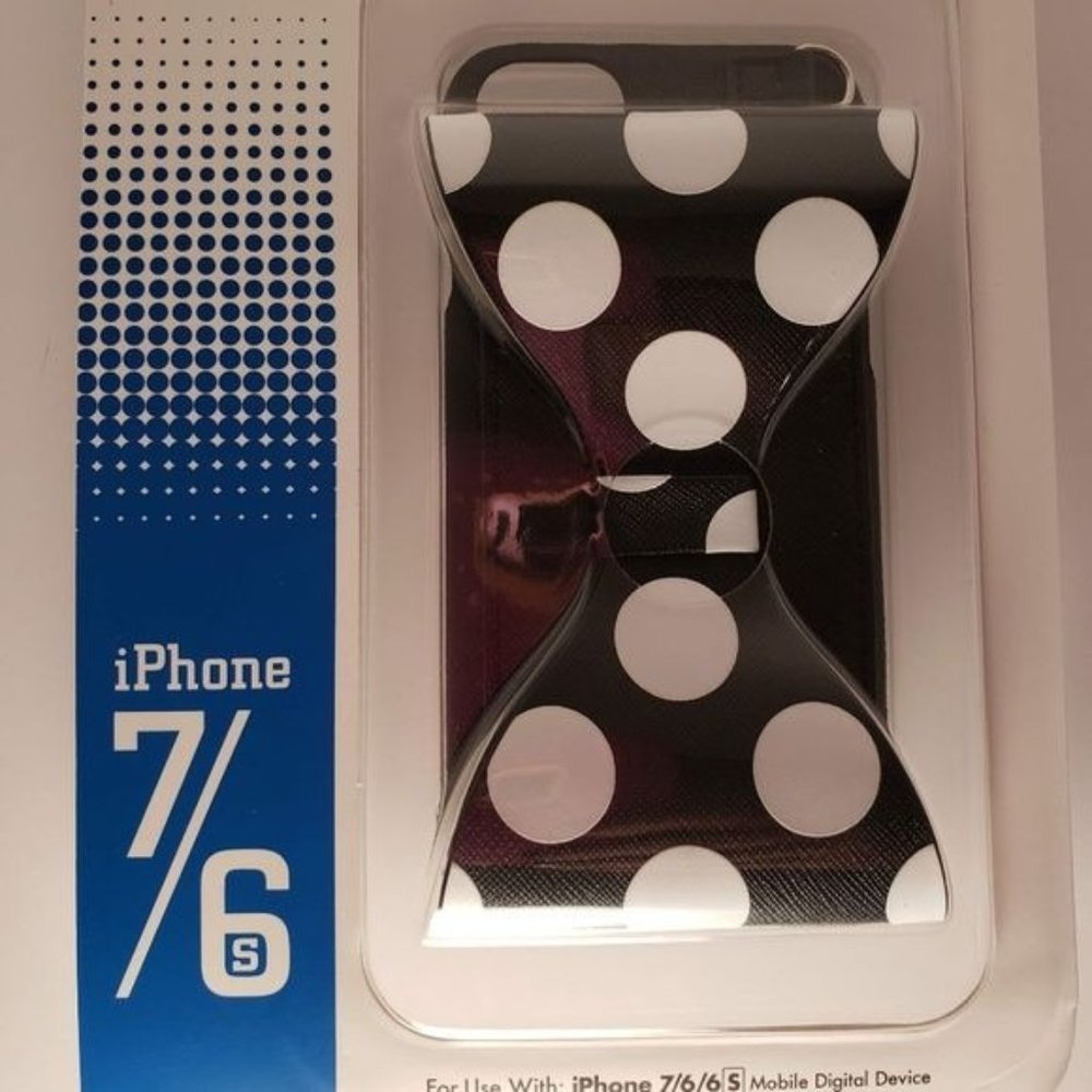 Disney Parks Minnie Mouse with White Polk Dot Black I-Phone Purse 7/6S